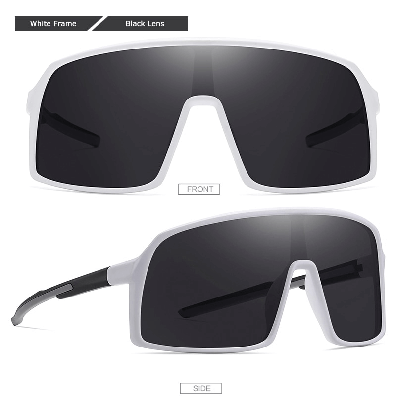 Unisex Sports Big Frame Windproof Goggles with UV400 TAC lenses, white frame, and black lens. Stylish and protective eyewear.